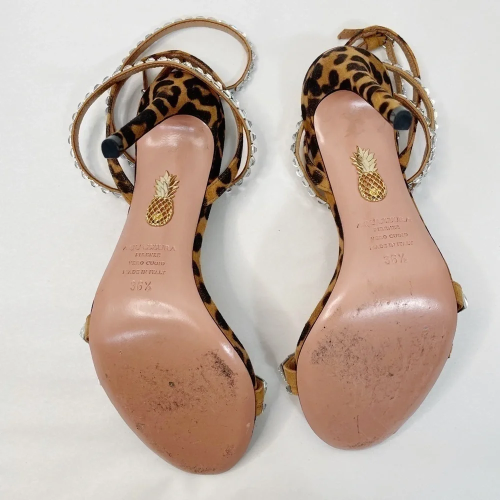 Aquazzura So Vera 105 Crystal Embellished Leopard Heels - Picture 6 of 9